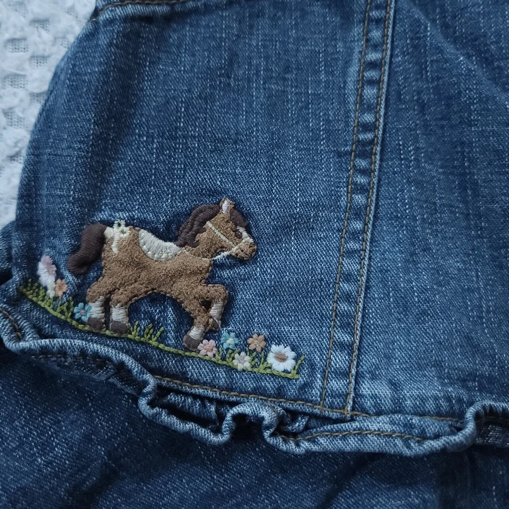 Y2K Gymboree Horse Ruffle Denim Skirt Skort Sz 4T